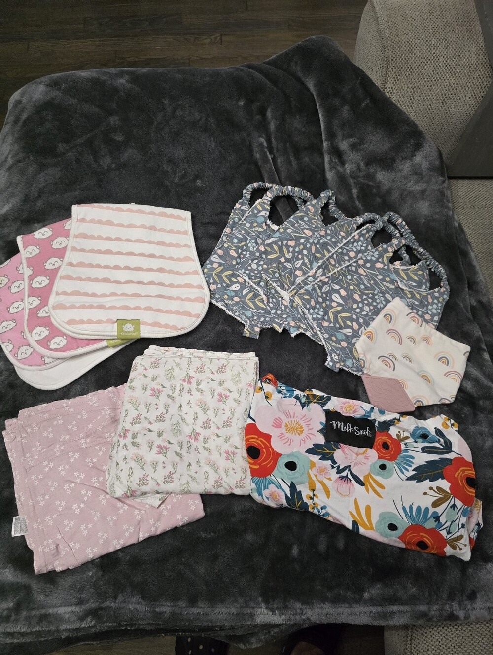 Assorted Kids Bibs & Burp Cloths Set - Floral, Pink & Blue